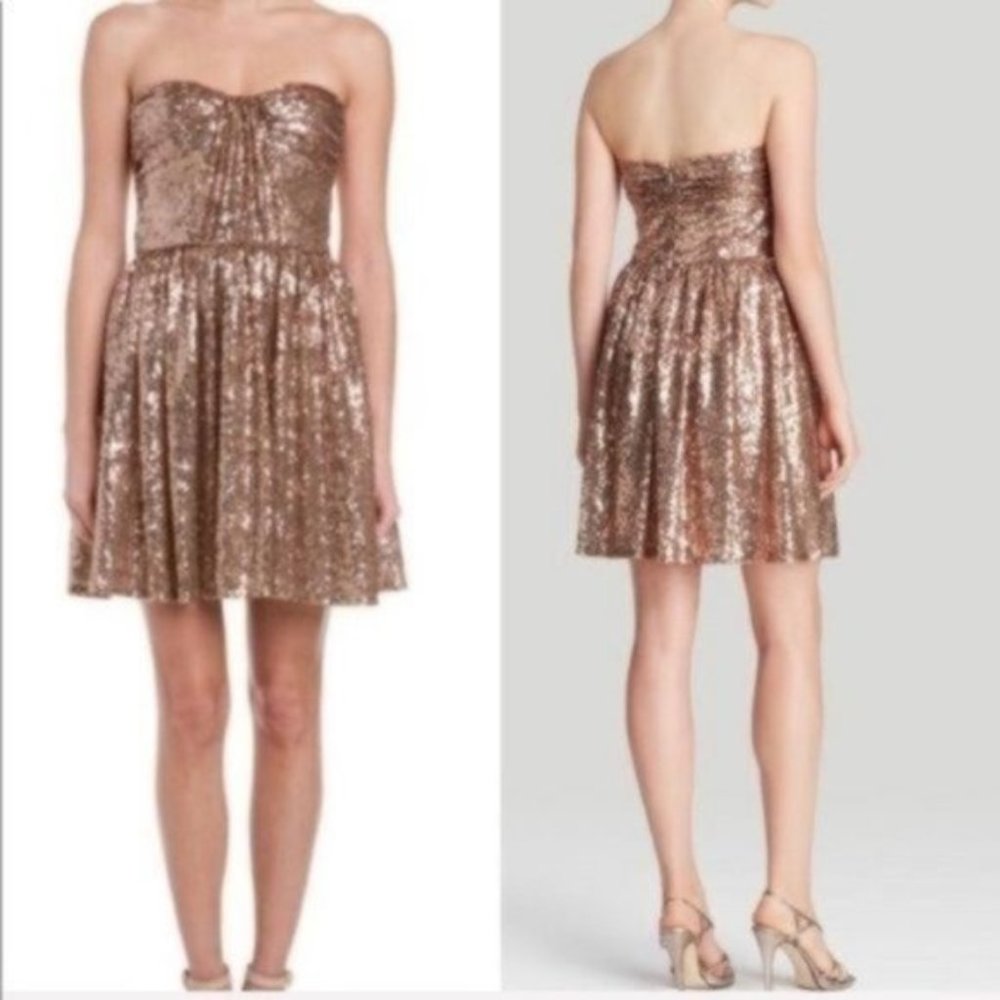 Jill Jill Stuart Rose Gold Sequin Strapless Dress 2